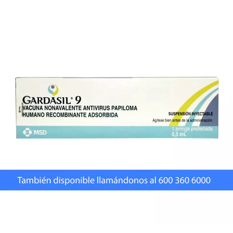 GARDASIL 9 VACUNA ANTIVIRUS PAPILOMA INYECTABLE 1 JERINGA PRELLENADA