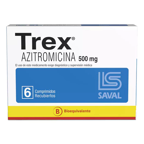 TREX (B) AZITROMICINA 500MG 6 COMPRIMIDOS RECUBIERTOS