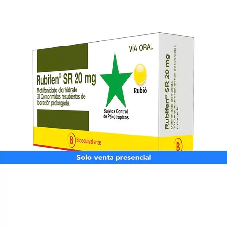 RUBIFEN SR (B) METILFENIDATO 20MG 30 COMPRIMIDOS PROLONGADOS