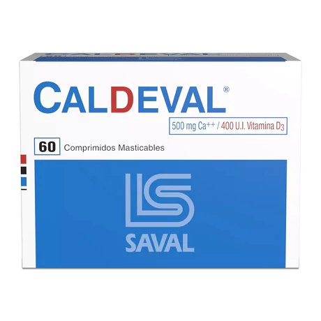CALDEVAL CALCIO / VITAMINA D3 60 COMPRIMIDOS MASTICABLES