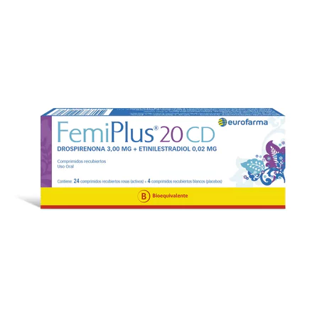 FEMIPLUS 20 CD ETINILESTRADIOL / DROSPIRENONA 3/0.02 28 COMPRIMIDOS RECUBIERTOS