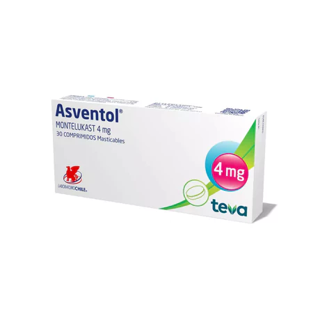 ASVENTOL (B) MONTELUKAST 4MG 30 COMPRIMIDOS MASTICABLES