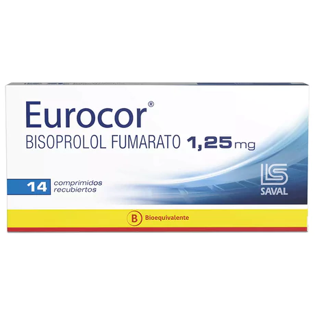 EUROCOR (B) BISOPROLOL 1.25MG 14 COMPRIMIDOS RECUBIERTOS