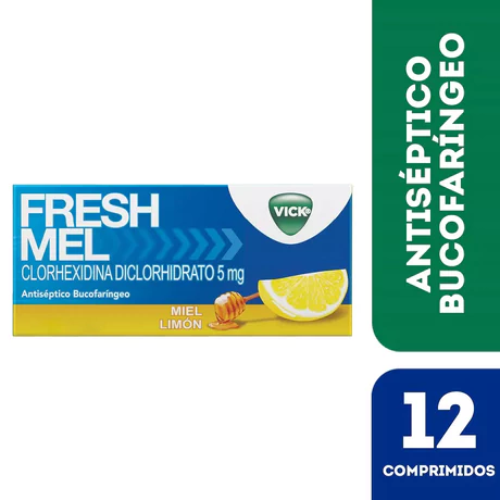 FRESHMEL MIEL/LIMÓN CLORHEXIDINA 12 COMPRIMIDOS