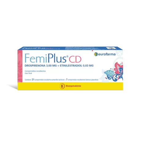 FEMIPLUS CD ETINILESTRADIOL / DROSPIRENONA 3/0.03 28 COMPRIMIDOS RECUBIERTOS