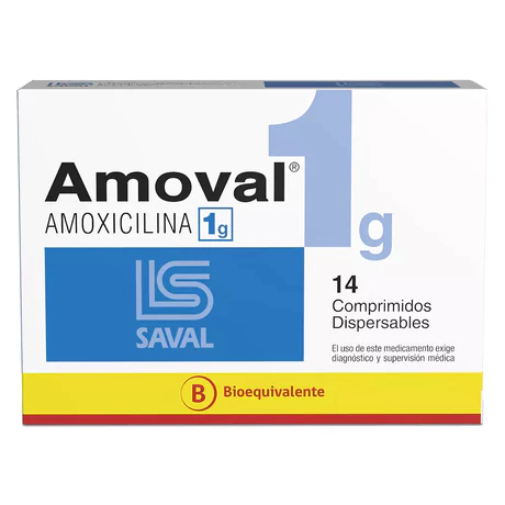 AMOVAL AMOXICILINA 1G 14 COMPRIMIDOS DISPERSABLES