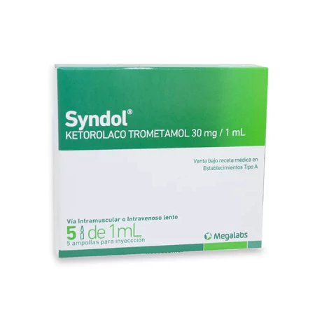 SYNDOL KETOROLACO 30MG INYECTABLE 5 AMPOLLAS