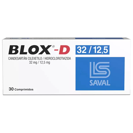 BLOX-D CANDESARTÁN CILEXETILO / HIDROCLOROTIAZIDA 32/12.5 30 COMPRIMIDOS