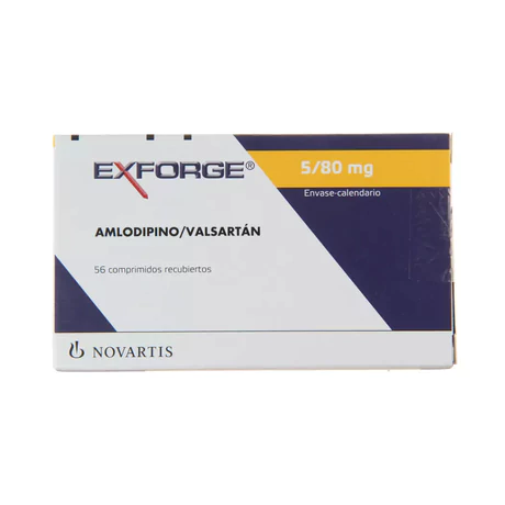 EXFORGE 5/80 AMLODIPINO / VALSARTAN 56 COMPRIMIDOS RECUBIERTOS