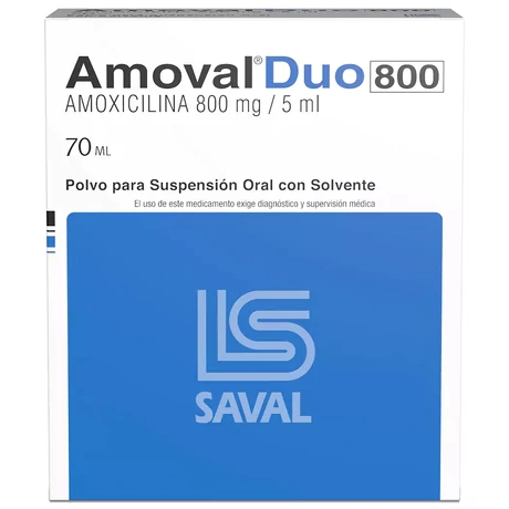 AMOVAL DUO AMOXICILINA 800MG/5ML SUSPENSIÓN ORAL 70ML