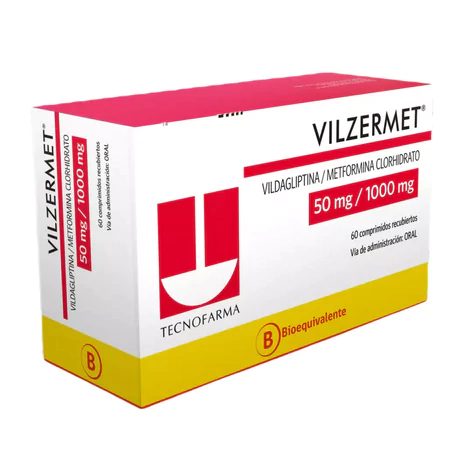 VILZERMET (B) VILDAGLIPTINA / METFORMINA 50/1000 60 COMPRIMIDOS RECUBIERTOS