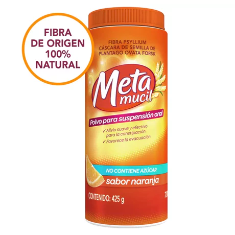 METAMUCIL FIBRA NATURAL SOLUBLE SABOR NARANJA 425G - 72 DOSIS