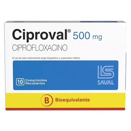 CIPROVAL (B) CIPROFLOXACINO 500MG 10 COMPRIMIDOS RECUBIERTOS