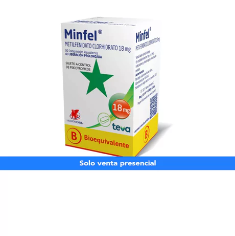 MINFEL (B) METILFENIDATO 18MG 30 COMPRIMIDOS PROLONGADOS
