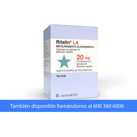 RITALIN LA (R) METILFENIDATO 20MG 30 CÁPSULAS