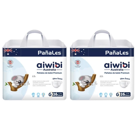 PAÑALES AIWIBI TALLA G 26 UND x 2 (52 pañales)