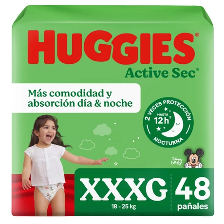 Pañal Huggies Active Sec XXXG 48 Un