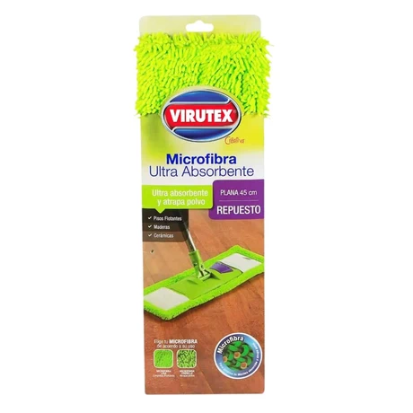 Mopa Plana Microfibra Ultra Absorbente 45 cm Virutex Repuesto