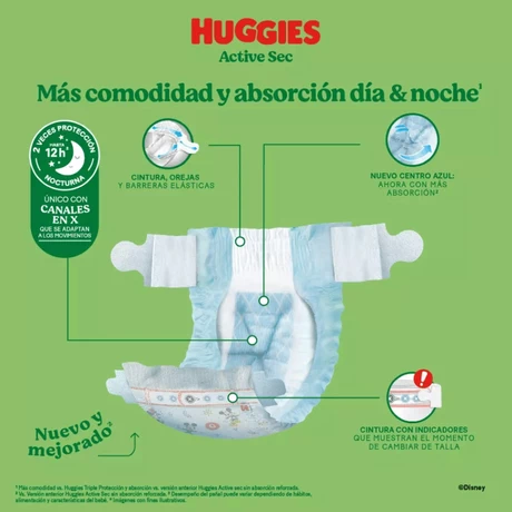 Pañales Huggies Active Sec G 66 unidades x 2UN - vista alternativa