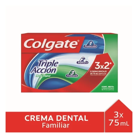 Pasta de Dientes Colgate Triple Acción Menta 3X75 ml - vista alternativa