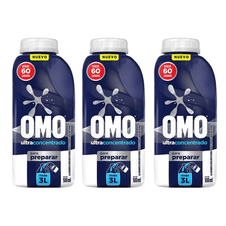 Detergente Líquido Omo Matic Para Diluir 500 ml Rinde 3 lts x3