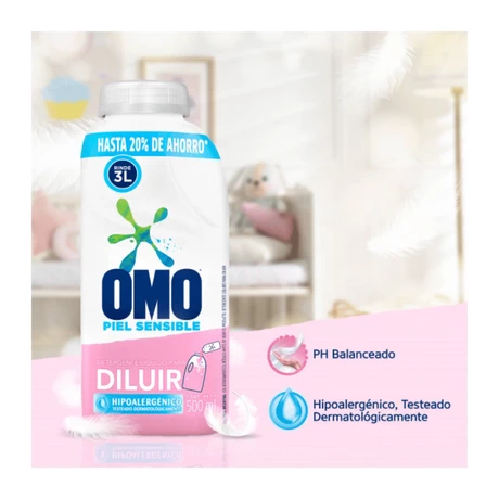 Detergente Líquido Omo Piel Sensible Para Diluir 500 ml Rinde 3 lts - vista alternativa