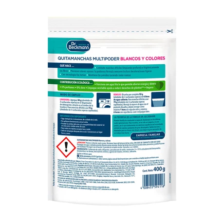 Quitamanchas Multipoder Blancos y Colores para Lavado de Ropa 400 gr Dr. Beckmann - vista alternativa