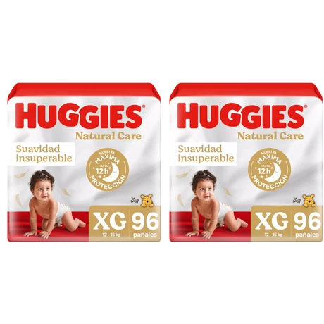 Pañales Huggies Natural Care XG 96 Unidades x 2UN
