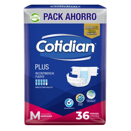 Pañal para Adulto Cotidian Plus Mediano 36 UN