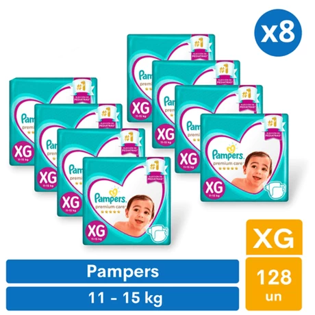 Pañales Pampers Premium Care XG (128 unid)