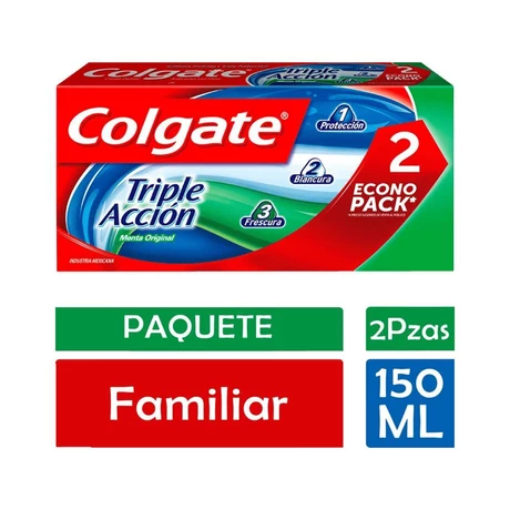 Pasta de Dientes Colgate Triple Acción Menta 2X150 ml - vista alternativa