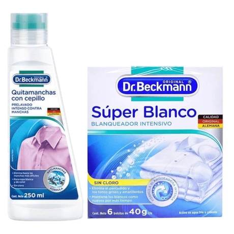 Súper Blanco 240 g + Quitamanchas con Cepillo 250 ml de Dr. Beckmann