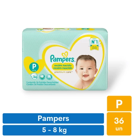 Pañales Pampers Premium Care Talla P (36 unid)