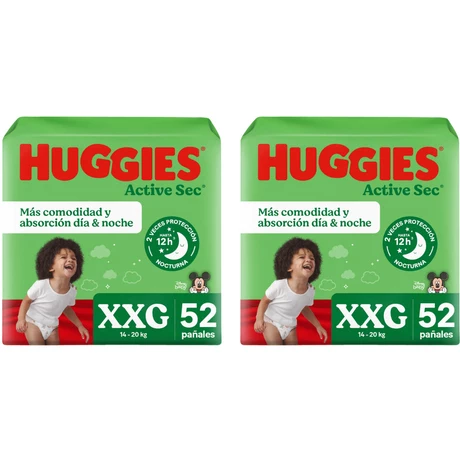 Pañal Huggies Active Sec XXG 52 UN X 2
