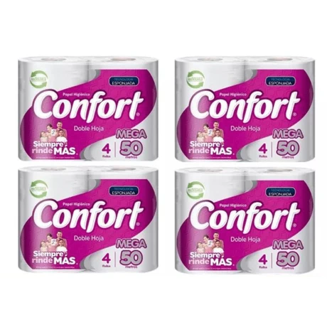 Papel Higiénico Confort Mega Doble Hoja 50 mts c/u 16 Unid