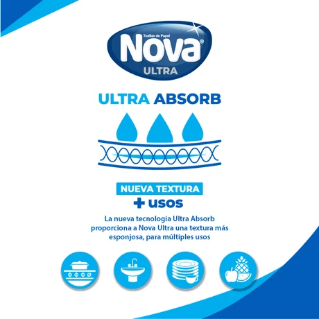 Toalla de Papel Nova Ultra Mega Rollo 24 mts c/u 8 x 2 Unid - vista alternativa