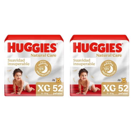 Pañales Huggies Natural Care XXG 52 Unidades x 2 UN