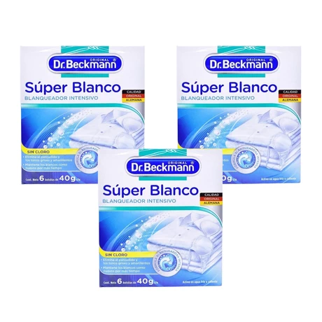 Blanqueador Ropa Súper Blanco Dr. Beckmann 240 g x3
