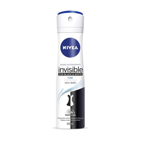 Desodorante Aerosol Mujer Nivea Black & White Invisible Pure 150 ml