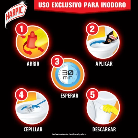 Limpiador Desinfectante Inodoro Harpic Removedor de Sarro 750 ml X3 - vista alternativa