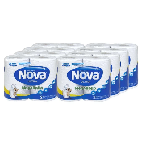 Toalla de Papel Nova Ultra Mega Rollo 24 mts c/u 8 x 2 Unid