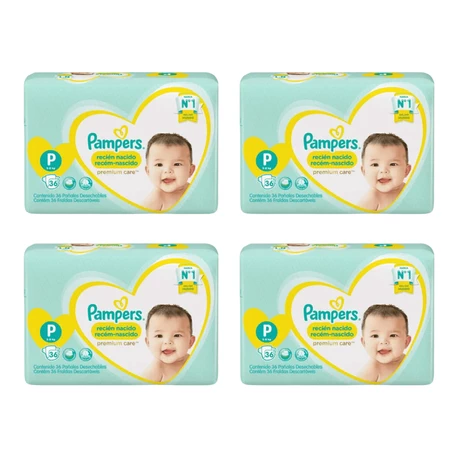 Pañales Pampers Premium Care Talla P (144 unid)