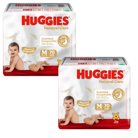 Pañales Huggies Natural Care M (140 unid)