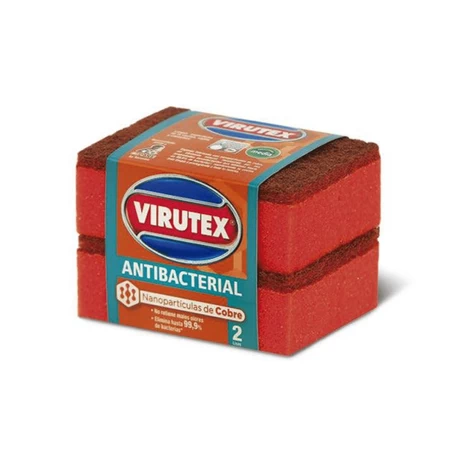 Esponja Acanalada Cobre Virutex Antibacterial 2 Unid