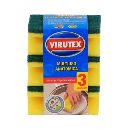 Esponja Acanalada Virutex Antibacterial 3 Unid