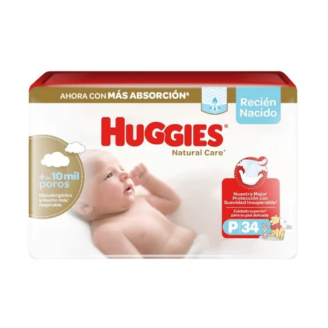 Pañales Huggies Natural Care P (34 unid)