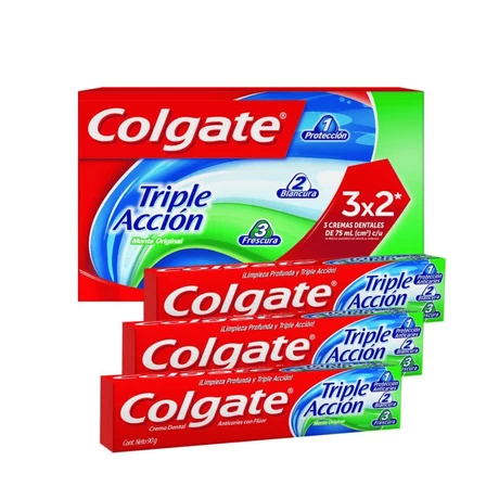 Pasta de Dientes Colgate Triple Acción Menta 3X75 ml