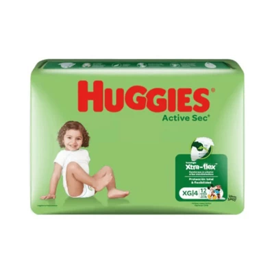 Pañales Huggies Active Sec XG (12 unid)