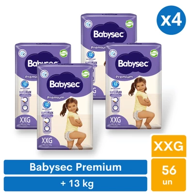 Pañales Babysec Premium XXG (56 unid)