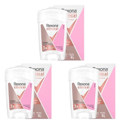 Rexona Clinical Desodorante Crema Mujer Classic 48 g x 3